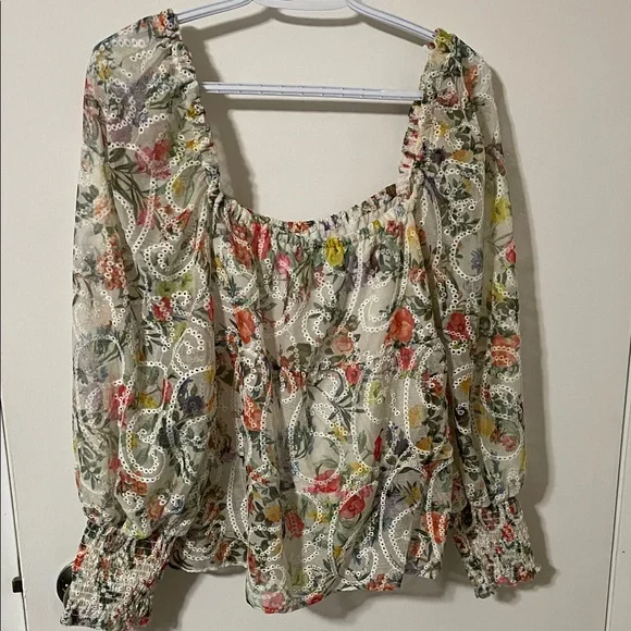 Alice + Olivia Rowa Floral Eyelet Top Size Medium - Picture 8 of 8